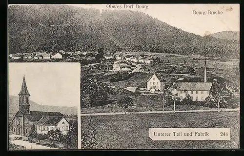 AK Bourg-Bruche, Kirche, unterer Ortsteil mit Fabrik