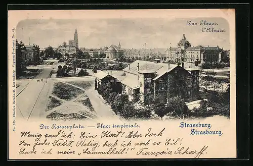 AK Strassburg, Gesamtansicht vom Kaiserplatz