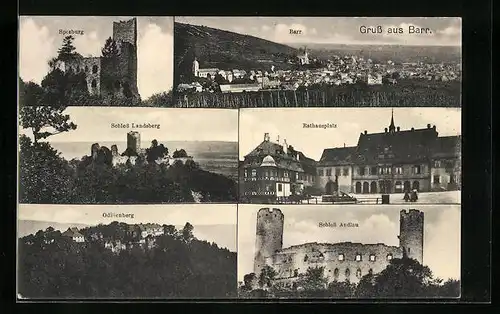 AK Barr, Schloss Landsberg, Rathausplatz, Schloss Andlau