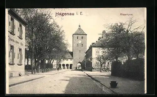 AK Hagenau i. E., Blick zum Ritterturm