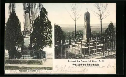 AK Weissenburg, Preussen-Denkmal, Denkmal des Posener Inf. Regts. No. 58