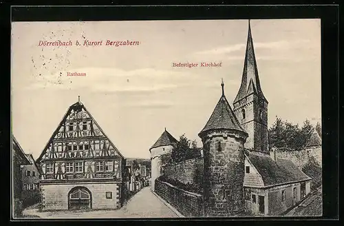 AK Dörrenbach / Bergzabern, Rathaus, befestigter Kirchhof