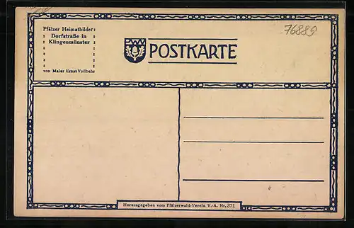 Künstler-AK Klingenmünster, Gasthaus Der Ochsen, Passanten im Ort