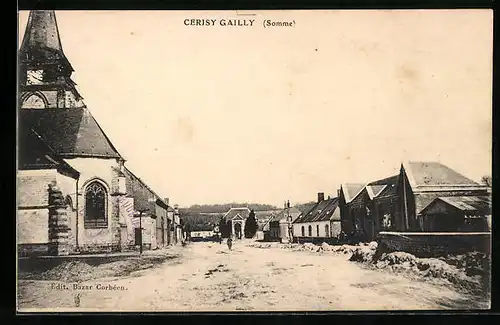 AK Cerisy Gailly, an der Kirche auf dem Hauptplatz