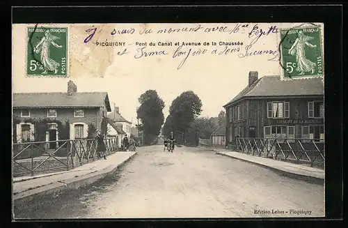 AK Picquigny, Pont du Canal et Avenue de la Chaussee