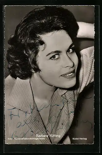 AK Schauspielerin Barbara Rütting, gesehen im Film Rot ist die Liebe, Autograph