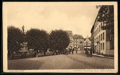 AK Siegburg, Marktplatz mit dem Denkmal