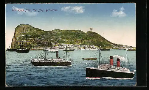AK Gibraltar, the Rock from the Bay, Ships on the sea