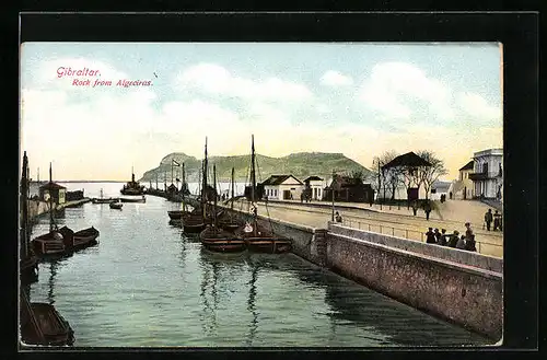 AK Gibraltar, Rock from Algeciras, ships at the pier