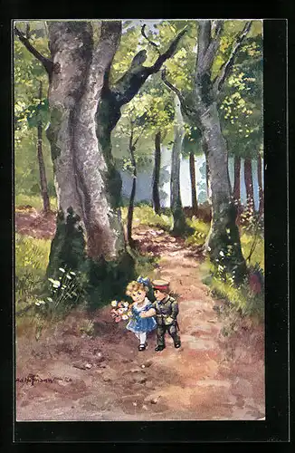 Künstler-AK Ad. Hoffmann: Heimliche Liebe, Kindersoldat