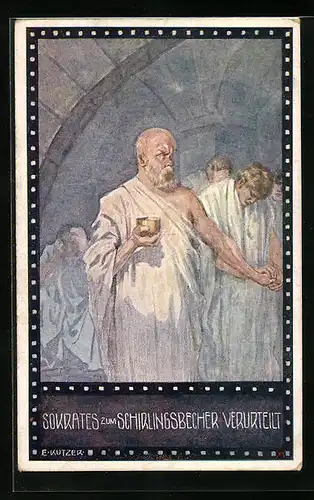 Künstler-AK Ernst Kutzer: Im Zeichen der Religion, Sokrates zum Schirlingsbecher verurteilt