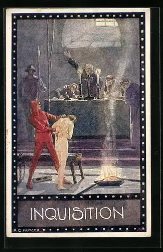 Künstler-AK Ernst Kutzer: Im Zeichen der Religion, Inquisition