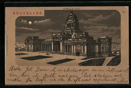 Lithographie Brüssel / Bruxelles, Le Palais de Jsutice