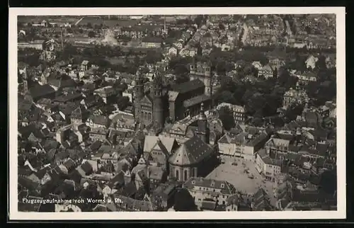 AK Worms a. Rh., Gesamtansicht, Flugzeugaufnahme