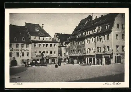 AK Pirna, Markt mit Gasthaus Weisser Schwan