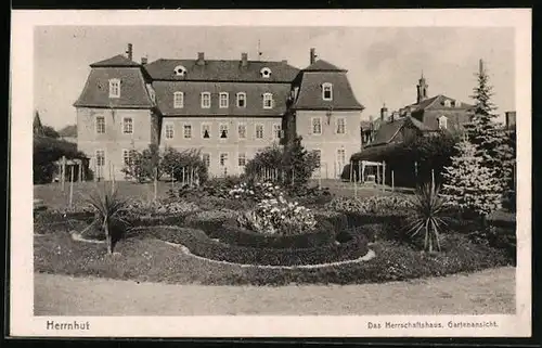 AK Herrnhut, Herrschaftshaus mit Garten