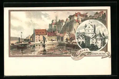 Künstler-AK Karl Mutter: Meersburg, Hafen, Schloss