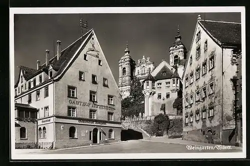 AK Weingarten / Württ., Gasthof zum Hirsch, Gewerbebank