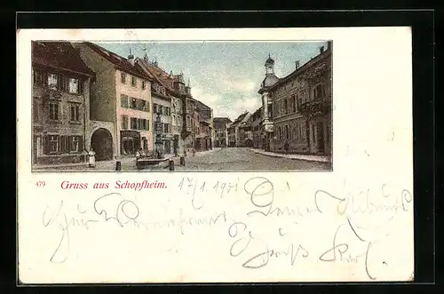 AK Schopfheim, Gebäudeansichten und Brunnen