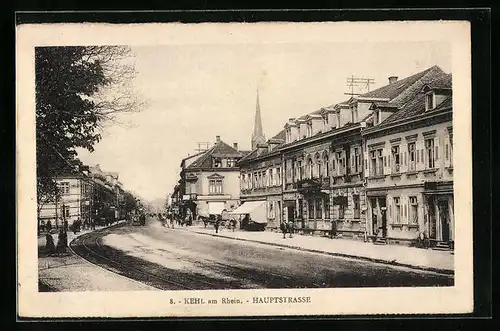 AK Kehl / Rhein, Blick in die belebte Hauptstrasse