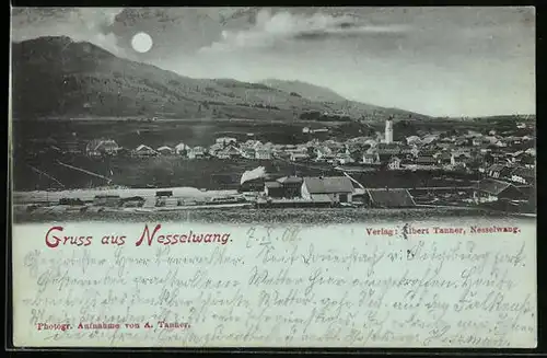 Mondschein-AK Nesselwang, Totalansicht