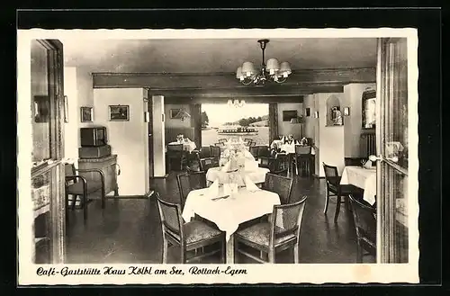 AK Rottach-Egern, Café-Gaststätte Haus Kölb am See, Innenansicht