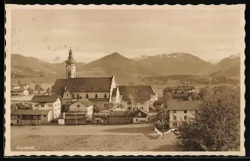 AK Hausham, Teilansicht mit Gebirgswand