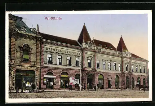 AK Vel.-Kikinda, Strassenpartie mit Geschäften