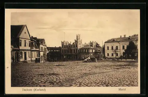 AK Tuckum / Kurland, Partie am Markt