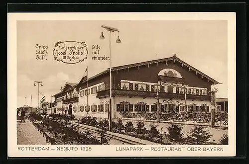 AK Rotterdam, Nenijto 1928, Lunapark, Restaurant Ober-Bayern