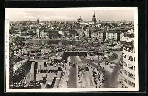 AK Stockholm, Slussen och Gamla stan fran Mosebacke terrasser