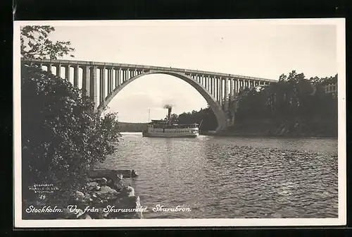 AK Stockholm, Vy fran Skurusundet, Skurubron