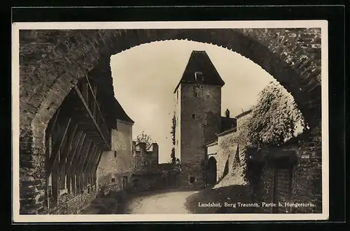 AK Landshut, Burg Trausnitz, Partie mit Hungerturm