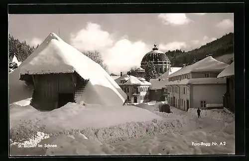 AK St. Blasien, Ortspartie im Schnee