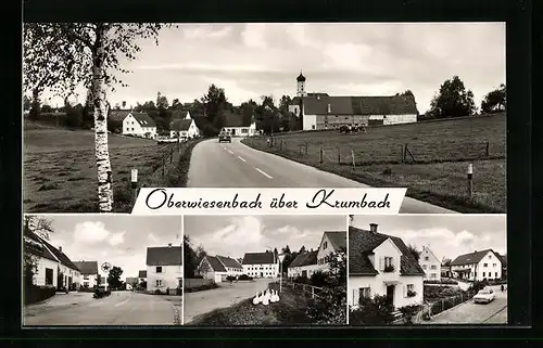 AK Oberwiesenbach über Krumbach, Panorama und Ortspartien