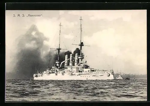AK Kriegsschiff S. M. S. Hannover in Fahrt