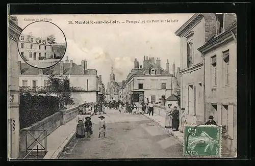 AK Montoire-sur-le-Loir, Perspective du Pont sur le Loir, Château de la Flotte