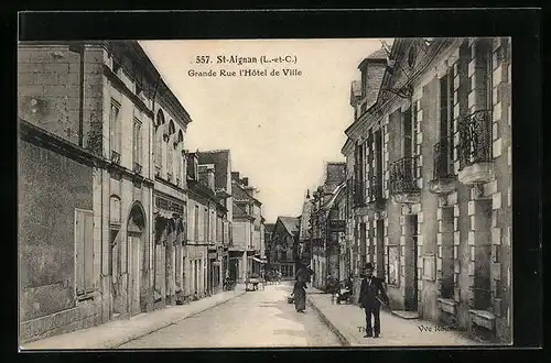 AK St-Aignan, Grande Rue l`Hôtel de Ville, Strassenpartie