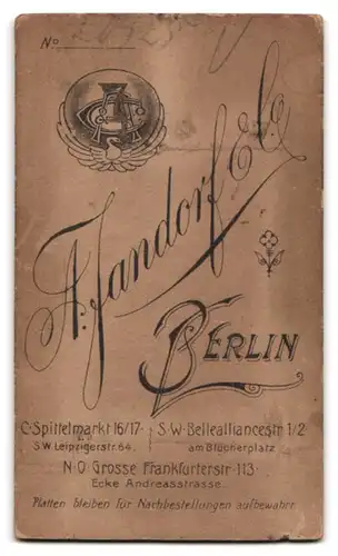 Fotografie A. Jandorf & Co., Berlin-C., Spittelmarkt 16-17, Eleganter Herr mit Henri Quatre