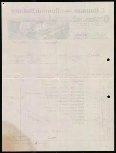 Rechnung Preetz 1914, Preetzer Wurst und Fleischwarenfabrik L. Sellmer, Ansicht der Farbrikanlage