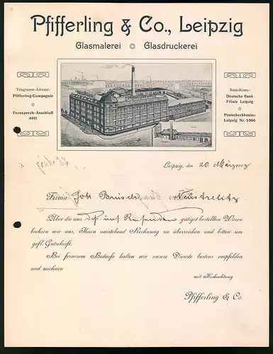 Rechnung Leipzig 1913, Glasmalerei-Glasdruckerei Pfifferling & Co., Ansicht des Werkes