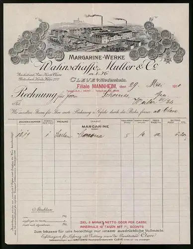 Rechnung Cleve 1912, Margarinen Werke Wahnschafffe, Muller & Co., Werksanlage