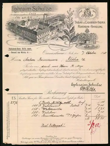 Rechnung Oranienbaum i. Anhalt 1911, Tabak- u. Cigarren Fabrik Ephraim Schulze, Ansicht des Werkes