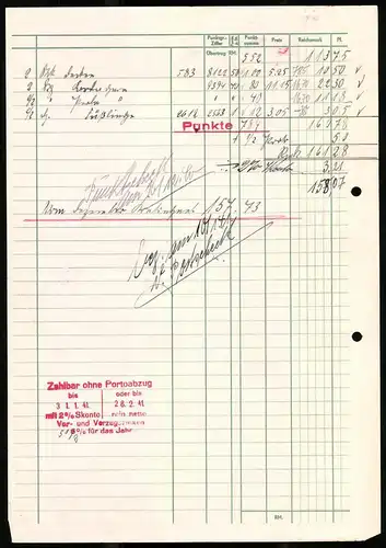 Rechnung Magdeburg 1940, Fabrik der Textilgrosswarenhandlung Heinrich Mittag