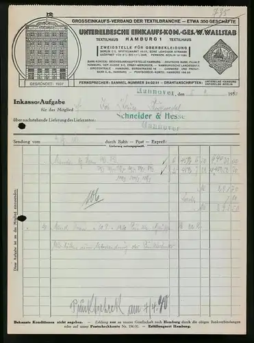 Rechnung Hannover 1940, Unterelbsches Einkaufs-Kom.-Ges. W. Wallstab, Frontansicht des Hauses