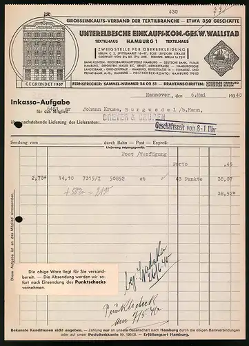 Rechnung Hannover 1940, Unterelbsches Einkaufs-Kom.-Ges. W. Wallstab