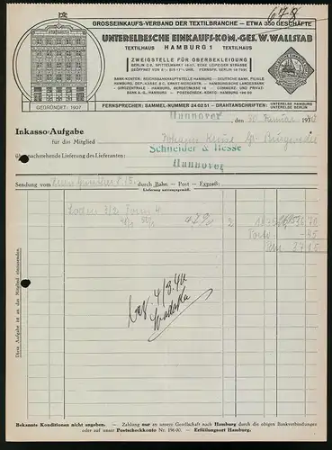 Rechnung Hannover 1940, Unterelbsche Einkaufs-Kom.-Ges. W. Wallstab, Front des Verkaufshaus