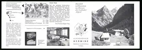 Vertreterkarte Madau, Alpengasthaus Hermine, Informationen für die Umgebung
