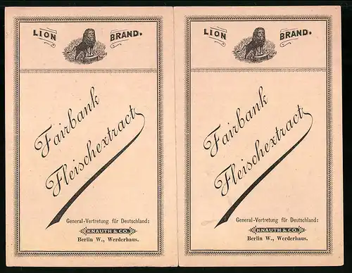 Vertreterkarte Berlin, Fairbank Fleischextract, Knauth & Co.