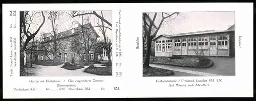 Vertreterkarte Bad Kissingen, Hotel Haus Noris, von der Tannstr. 3, Garten mit Hinterhaus, Frühstückshalle, Skizze